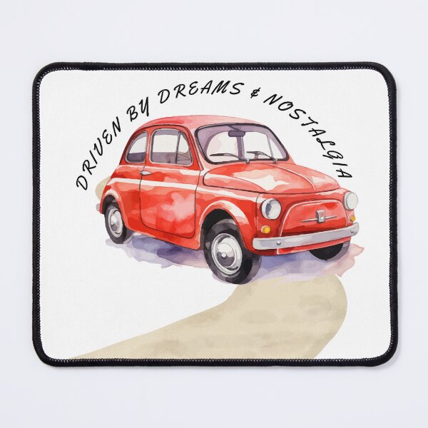 Item preview, Vintage Red Fiat Car Driven By Dreams And Nostalgia Illustration designed and sold by Amanyscrafts.