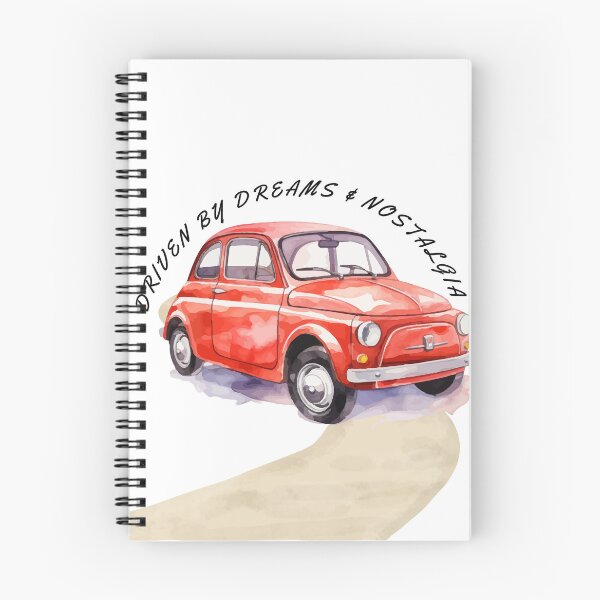 Item preview, Vintage Red Fiat Car Driven By Dreams And Nostalgia Illustration designed and sold by Amanyscrafts.