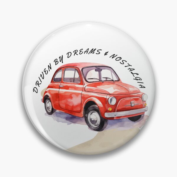 Item preview, Vintage Red Fiat Car Driven By Dreams And Nostalgia Illustration designed and sold by Amanyscrafts.