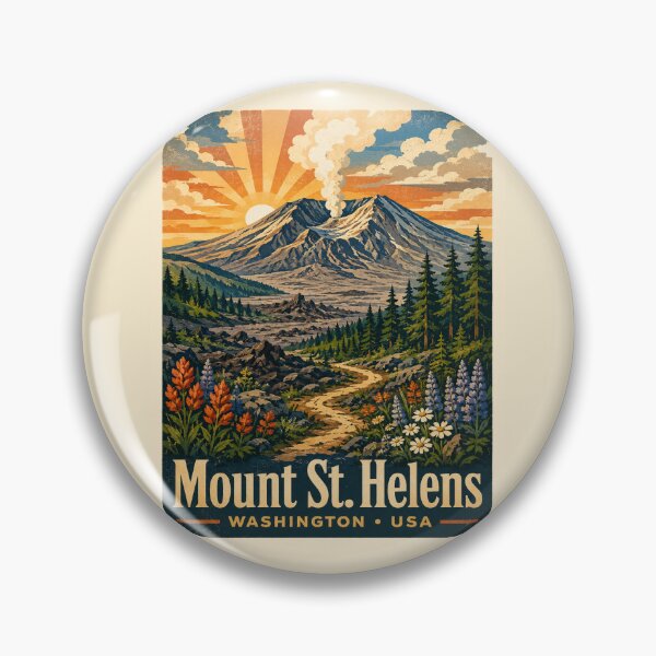 Item preview, Mount St. Helens Vintage Travel Poster | Retro Washington Volcano National Park Hiking Adventure designed and sold by Globalcitytees.