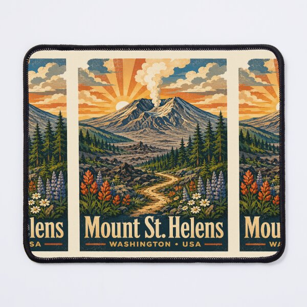 Item preview, Mount St. Helens Vintage Travel Poster | Retro Washington Volcano National Park Hiking Adventure designed and sold by Globalcitytees.