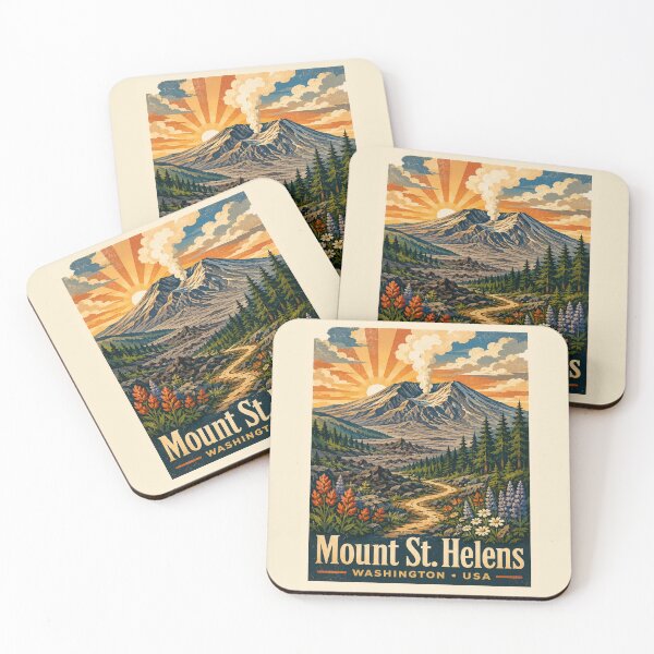 Item preview, Mount St. Helens Vintage Travel Poster | Retro Washington Volcano National Park Hiking Adventure designed and sold by Globalcitytees.