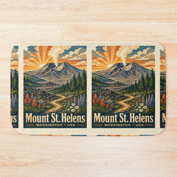 Item preview, Mount St. Helens Vintage Travel Poster | Retro Washington Volcano National Park Hiking Adventure designed and sold by Globalcitytees.