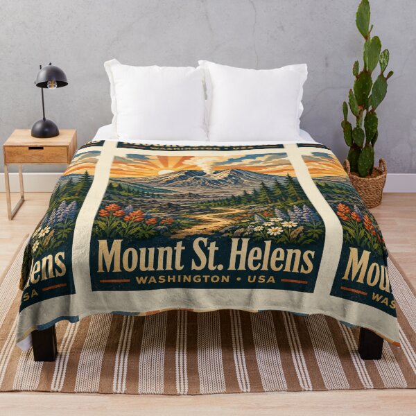 Item preview, Mount St. Helens Vintage Travel Poster | Retro Washington Volcano National Park Hiking Adventure designed and sold by Globalcitytees.