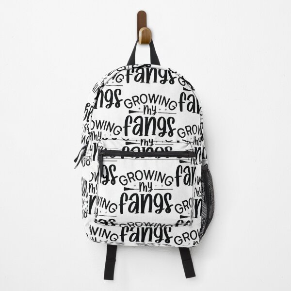Item preview, Growing My Fangs - Retro Autumn Halloween Vibes Quotes Spooky USA Season Apparel Art designed and sold by FuzionRaptor.