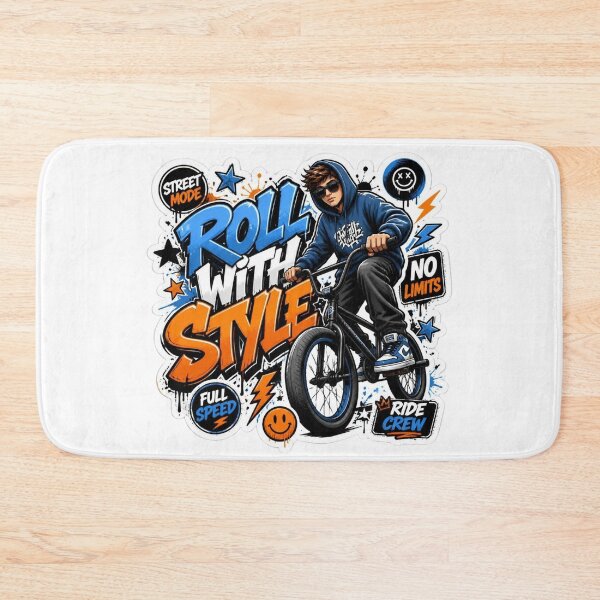 Item preview, ROLL WITH STYLE Graffiti Sticker PNG | Cool Boy on Bicycle | Streetwear Aesthetic | Urban Cycling Vinyl Decal | Colorful Cartoon Art designed and sold by Stylestickers55.