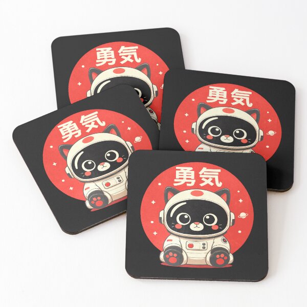 Item preview, Japanese Space Cat Astronaut Robot Cute Black Kitten Red Chicks  designed and sold by alenaz.
