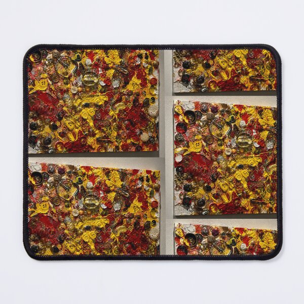 Item preview, Red and Gold Button Mosaic Mixed Media Art designed and sold by THE SPLATTERED HAUS BY SAGE BANKS.