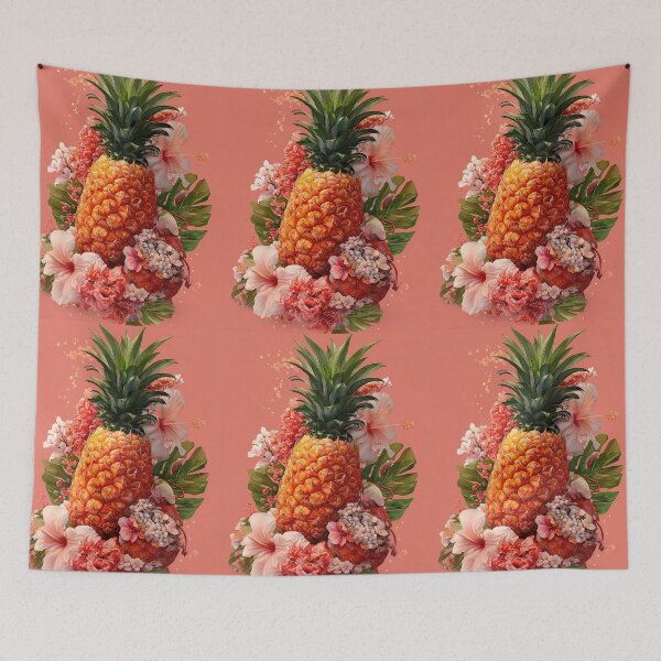 Item preview, Pineapple Tropical Fruits and Flowers designed and sold by Grafititee.
