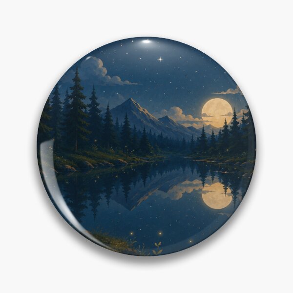 Item preview, Reflejos Bajo la Luna – Paisaje Nocturno con Lago y Luna Llena designed and sold by Goodthingstree.
