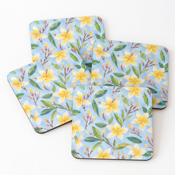 Item preview, Yellow Plumeria Tropical Floral Pattern | Frangipani Botanical Seamless Print | Hawaiian Summer Design designed and sold by SWSandraWechner.