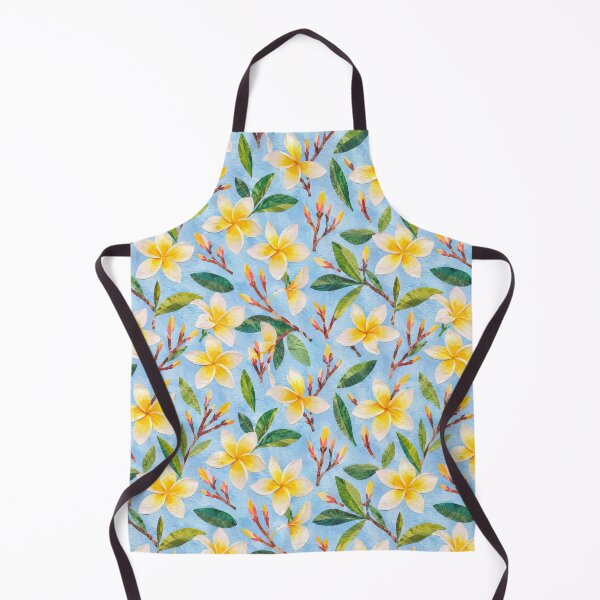 Artikelvorschau, Gelbes Frangipani-Blumenmuster | Nahtloser Frangipani-Druck | Sommerdesign aus Hawaii entworfen und verkauft von SWSandraWechner.