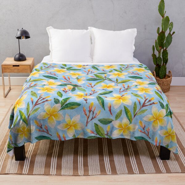Item preview, Yellow Plumeria Tropical Floral Pattern | Frangipani Botanical Seamless Print | Hawaiian Summer Design designed and sold by SWSandraWechner.