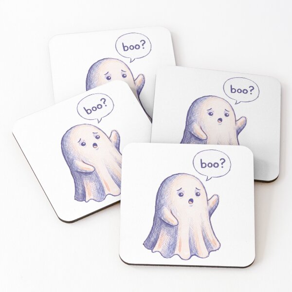 Item preview, Shy Ghost Says Boo? – Cute and Funny Halloween Ghost Art designed and sold by SweetRepeat.