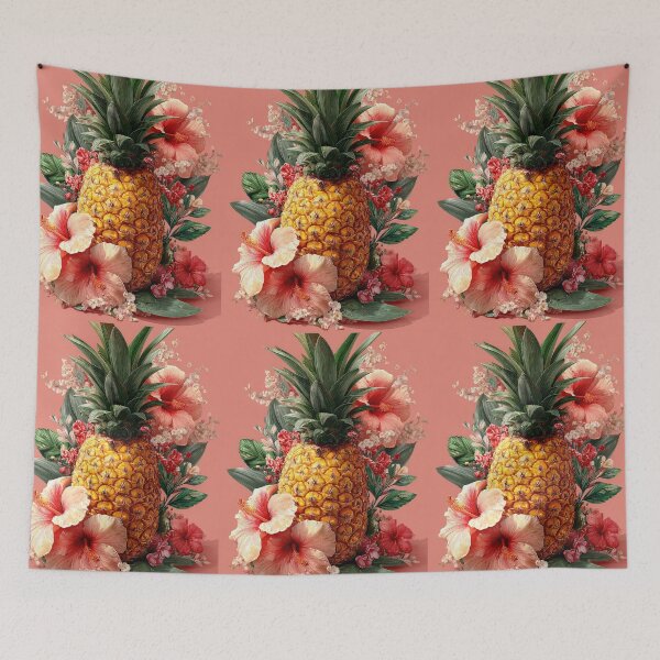 Item preview, Pineapple Tropical Fruits and Flowers designed and sold by Grafititee.