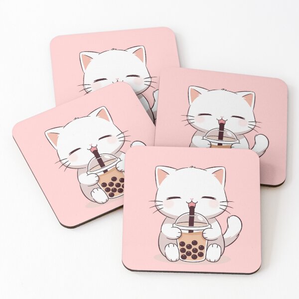 Item preview, Cute Kawaii Cat Drinking Bubble Tea Boba designed and sold by ZyloPrints.