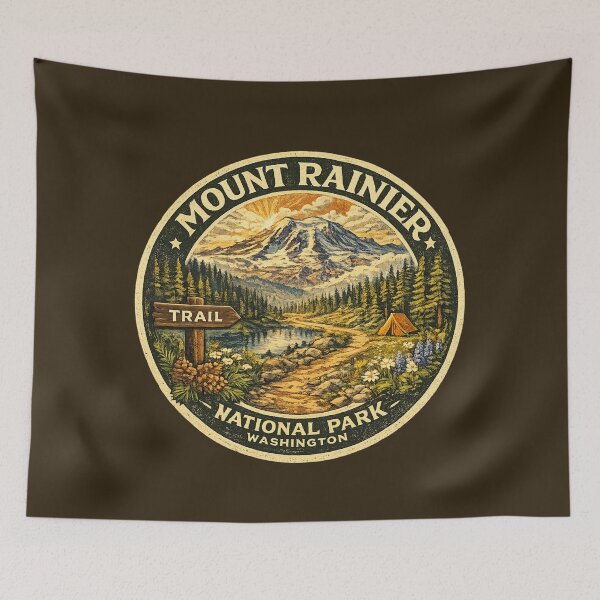 Item preview, Mount Rainier National Park Vintage Travel Poster | Washington Volcano Retro Hiking Adventure Nature Lover designed and sold by Globalcitytees.