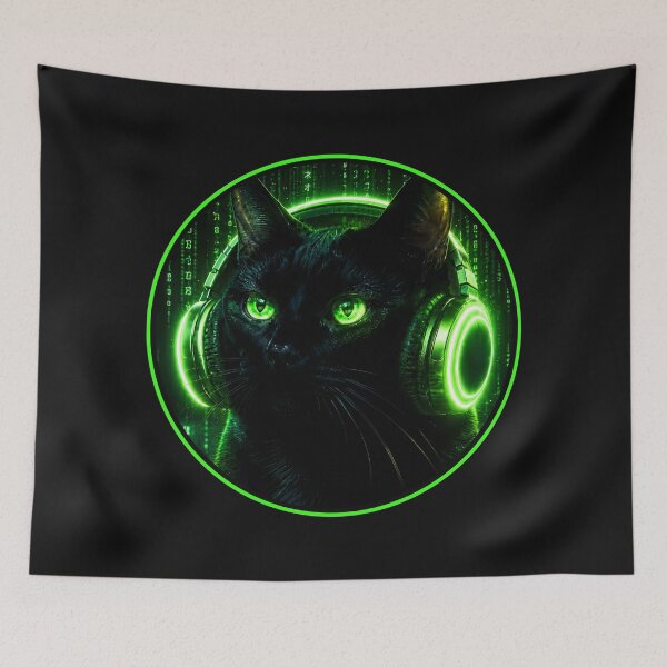 Item preview, Cyberpunk Gamer Cat Neon Art designed and sold by Moodprint5.