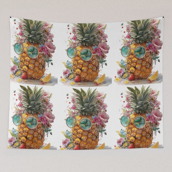 Item preview, Pineapple Tropical Fruits and Flowers designed and sold by Grafititee.