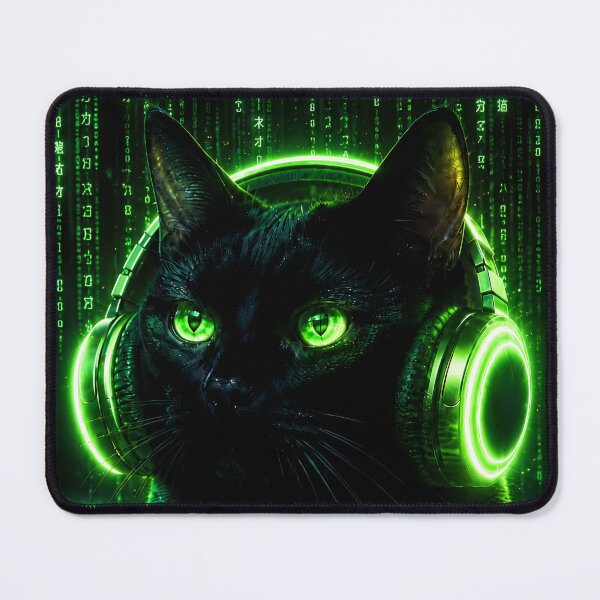 Item preview, Cyberpunk Hacker Cat Digital Rain designed and sold by Moodprint5.