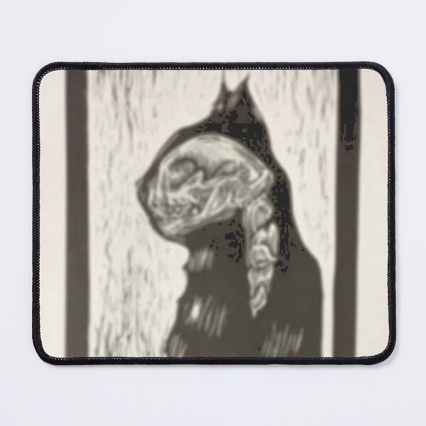 Item preview, Cat Skull Braid Linocut Print designed and sold by totempress.