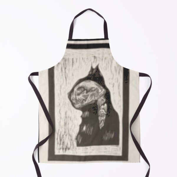 Item preview, Cat Skull Braid Linocut Print designed and sold by totempress.