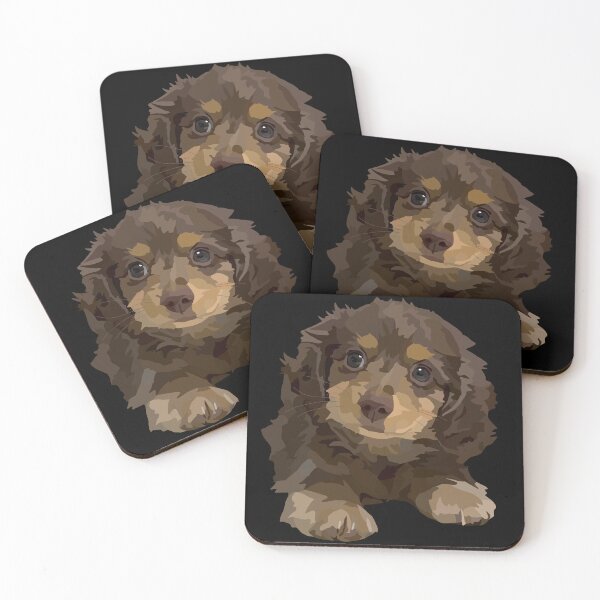 Item preview, Chocolate Long Haired Dachshund designed and sold by Just-Arts-4U.