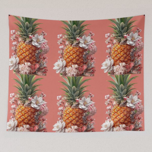 Item preview, Pineapple Tropical Fruits and Flowers designed and sold by Grafititee.