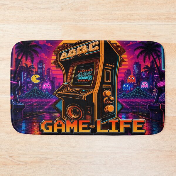 Item preview, Retro Arcade Game Life | Neon Synthwave Gaming Artwork designed and sold by Fei Long Design Hub.