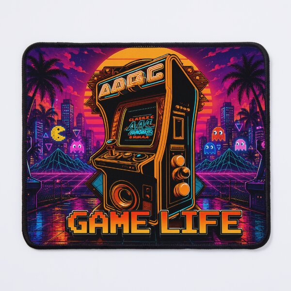 Item preview, Retro Arcade Game Life | Neon Synthwave Gaming Artwork designed and sold by Fei Long Design Hub.