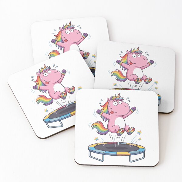 Item preview, Cute pink unicorn Trampolining Rainbow design, Sports Gift designed and sold by BobaTeeStore.