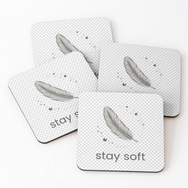 Item preview, Stay Soft Minimalist Feather Typography Modern Aesthetic Design designed and sold by ImagineDraws.