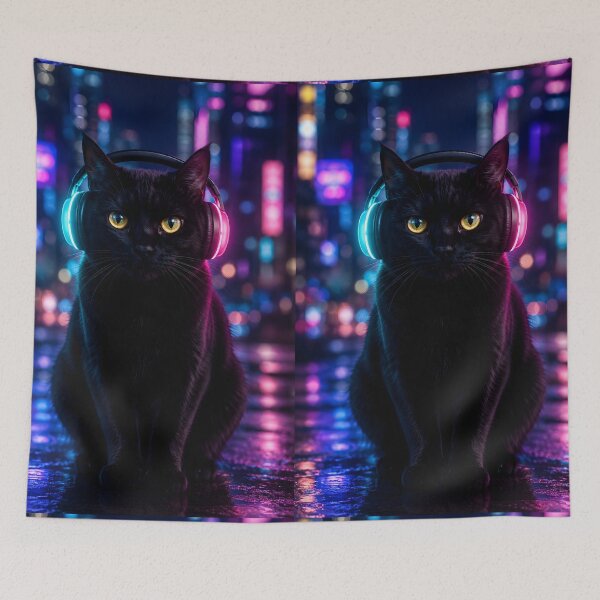Item preview, Neon Synthwave Gamer Cat Art designed and sold by Moodprint5.