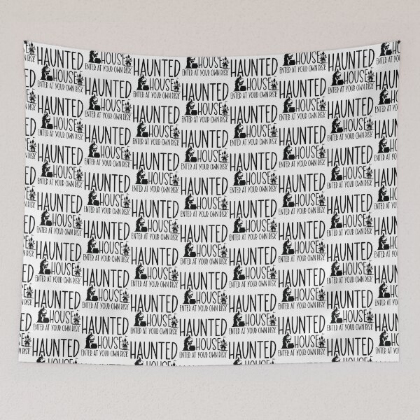 Item preview, Haunted House Enter At Your Own Risk - Retro Autumn Halloween Vibes Quotes Spooky USA Apparel designed and sold by FuzionRaptor.