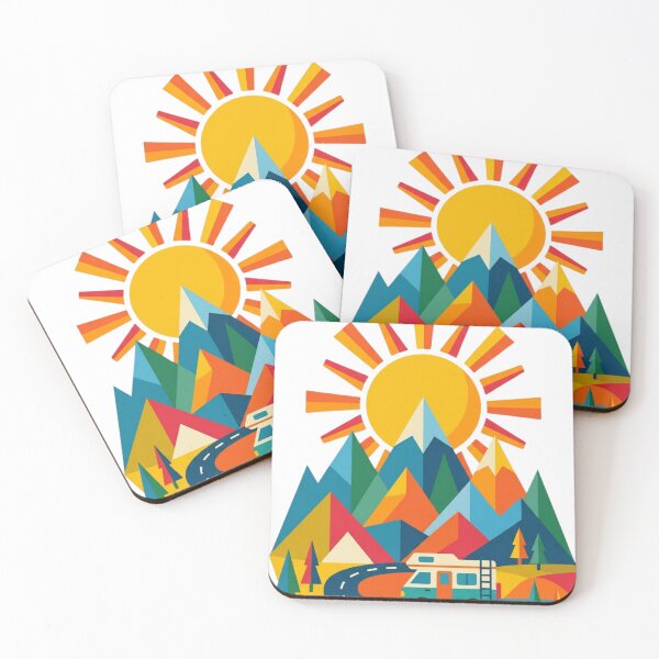 Item preview, Mid Century Modern Camper Van Adventure | Geometric Mountain Landscape | Retro Road Trip Illustration designed and sold by anven.