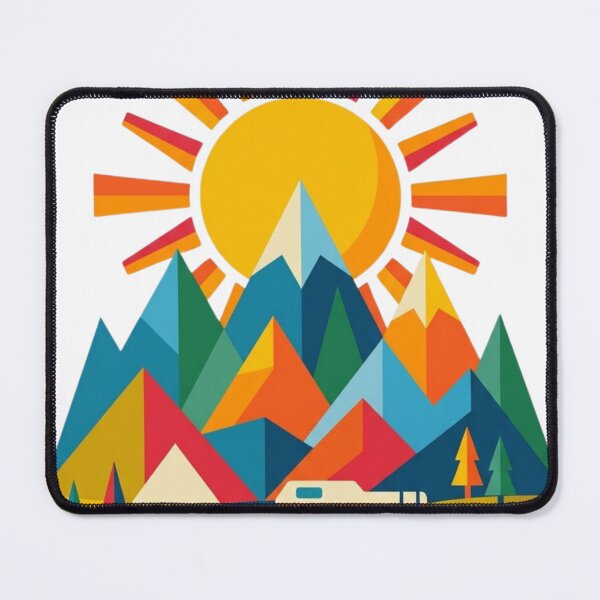 Item preview, Mid Century Modern Camper Van Adventure | Geometric Mountain Landscape | Retro Road Trip Illustration designed and sold by anven.