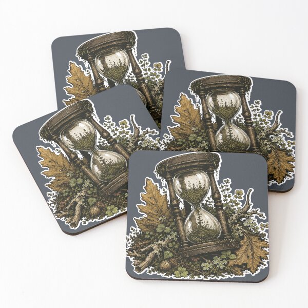 Item preview, Woodland Hourglass with Moss and Autumn Leaves Nature Illustration designed and sold by SimplePoDesign.