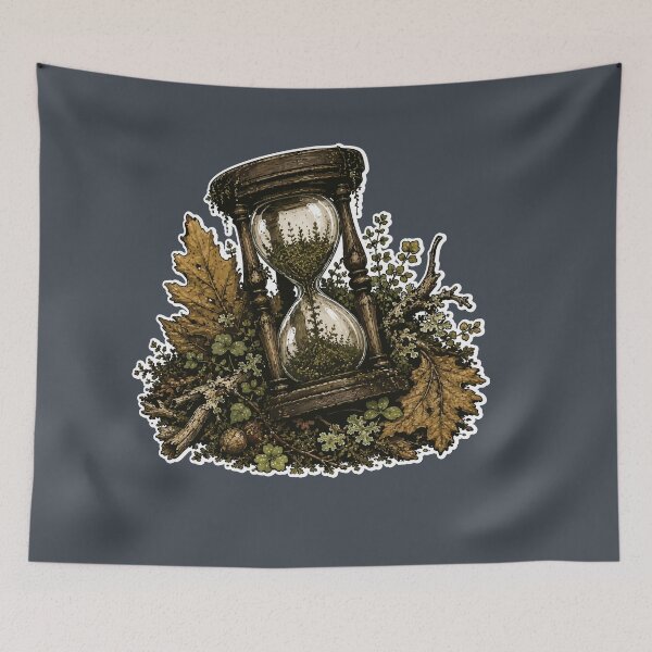 Item preview, Woodland Hourglass with Moss and Autumn Leaves Nature Illustration designed and sold by SimplePoDesign.