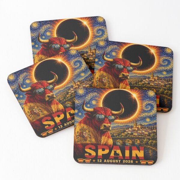 Item preview, Spain Total Solar Eclipse 12 August 2026 - Starry Night Spanish Bull Art designed and sold by DreamPup.