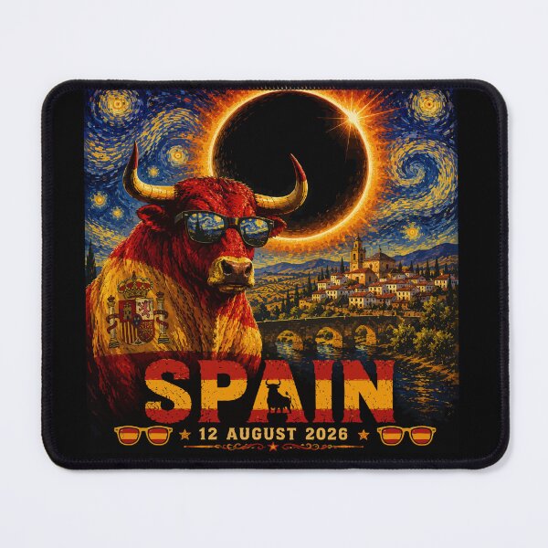 Item preview, Spain Total Solar Eclipse 12 August 2026 - Starry Night Spanish Bull Art designed and sold by DreamPup.