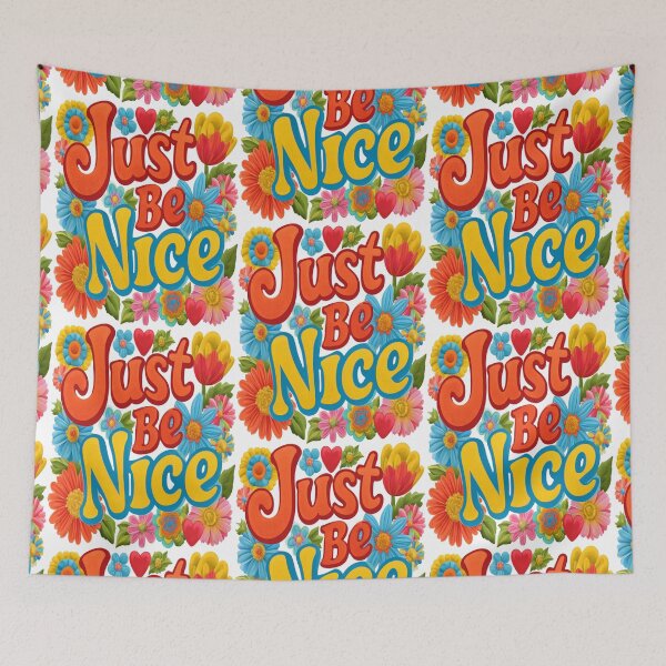 Item preview, Just Be Nice | Retro 70s Hearts and Flowers Vintage Kindness Design designed and sold by Ignorant-Artist.