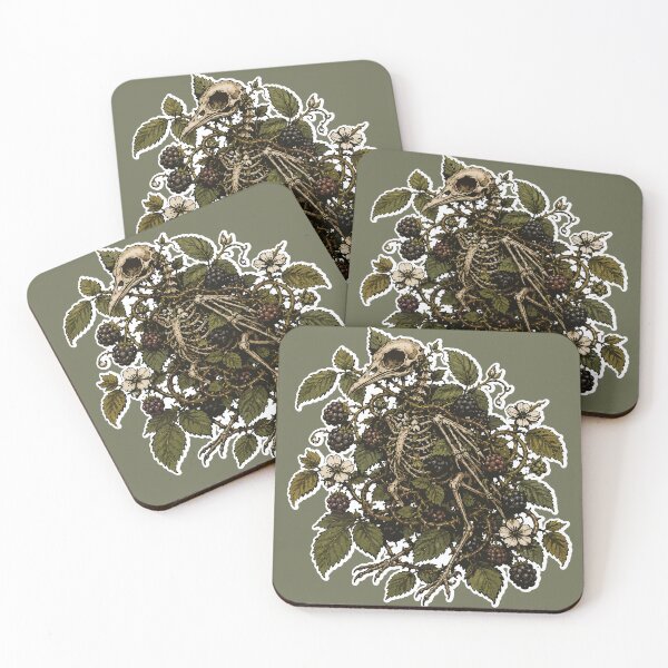 Item preview, Bird Skeleton Entwined with Blackberry Brambles Botanical Illustration designed and sold by SimplePoDesign.