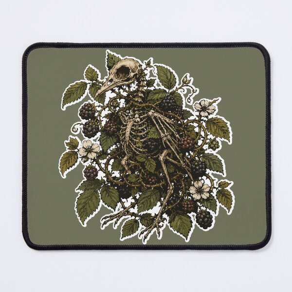 Item preview, Bird Skeleton Entwined with Blackberry Brambles Botanical Illustration designed and sold by SimplePoDesign.