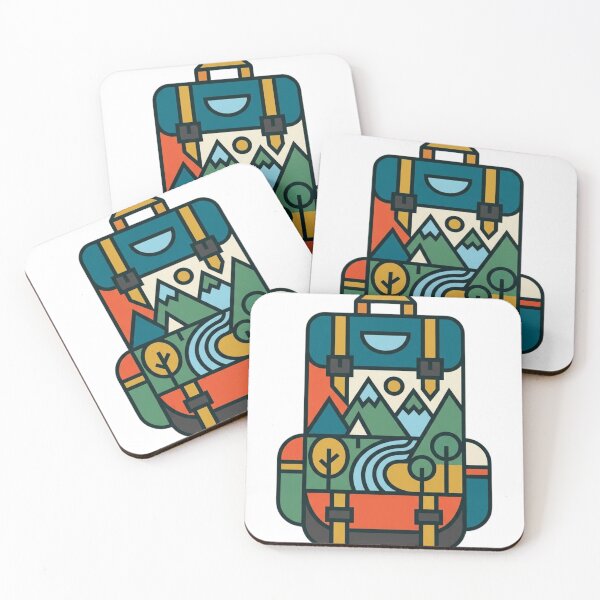 Item preview, Adventure Hiking Backpack | Geometric Mountain Landscape | Retro Camping & Outdoor Travel Illustration designed and sold by anven.