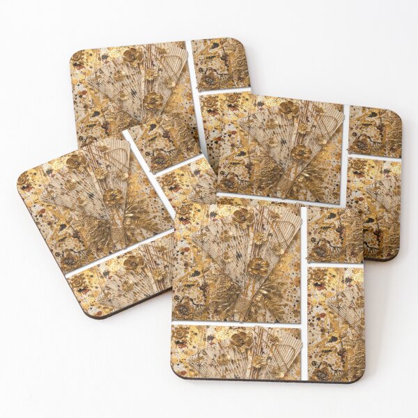 Item preview, Gilded Gold Leaf Fan and Floral Mixed Media Art designed and sold by THE SPLATTERED HAUS BY SAGE BANKS.