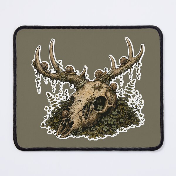 Item preview, Deer Skull with Snails on Antlers Woodland Nature Illustration designed and sold by SimplePoDesign.