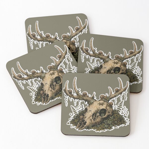Item preview, Deer Skull with Snails on Antlers Woodland Nature Illustration designed and sold by SimplePoDesign.