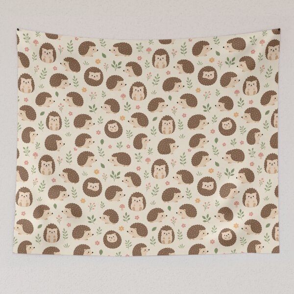 Item preview, Hedgehog and floral pattern designed and sold by Nolan6.