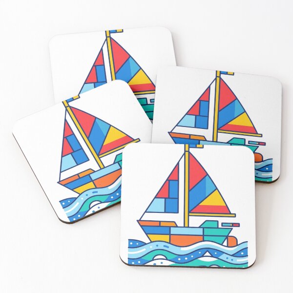 Item preview, Mid Century Modern Sailboat | Geometric Sailing Boat | Coastal Nautical Retro Illustration designed and sold by anven.