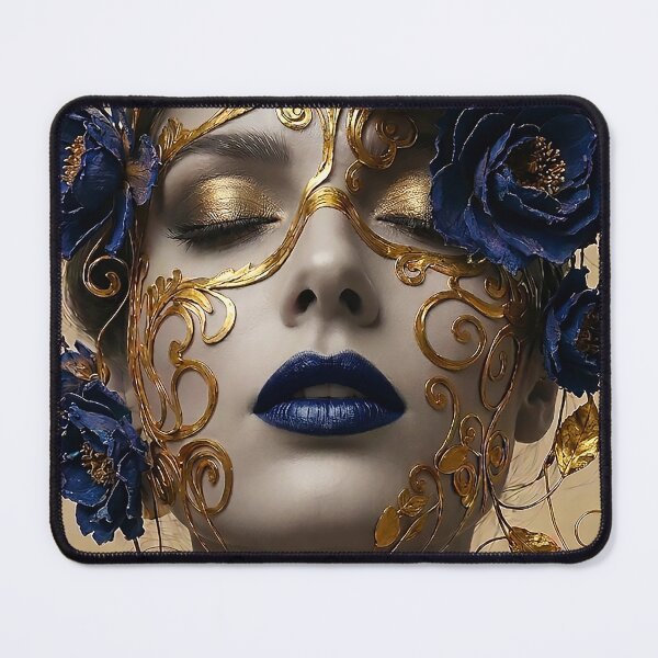 Item preview, Golden Filigree Mask & Blue Peonies Portrait designed and sold by abanoubnabil.